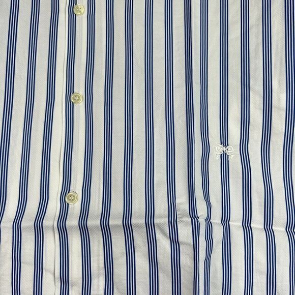 New Soulland Cornwall Men White Striped Shirt Short Sleeve Slim Button-Down US L - Picture 11 of 13